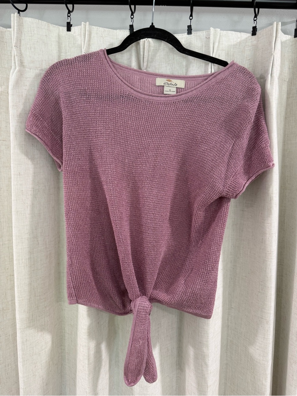Caslon Short-Sleeve Tie-Front Top in Mauve